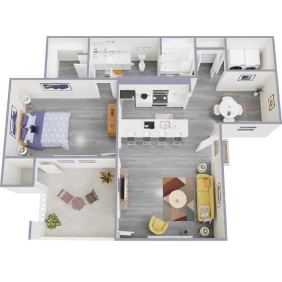 a spacious two bedroom apartment with a kitchen and living room