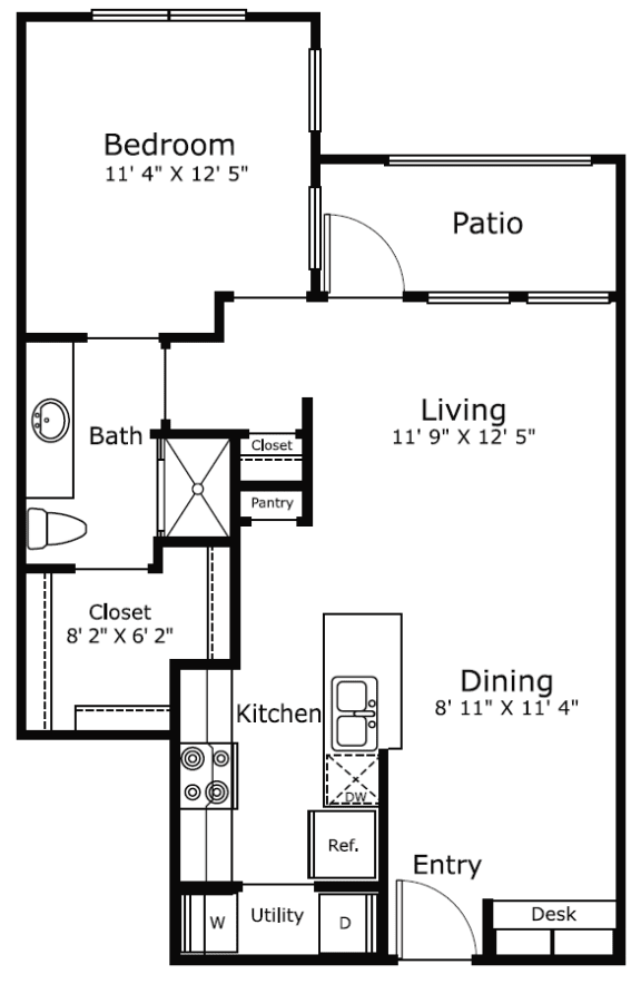 a floor plan of a house with a small kitchen and a living room