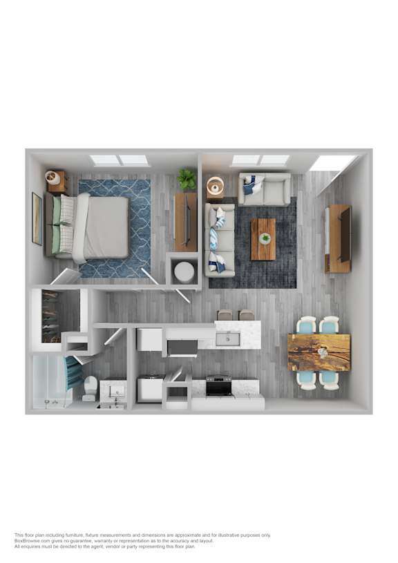 A top-down view of a room with furniture and decor.