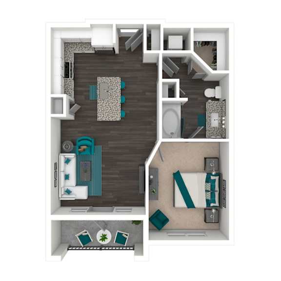 A floor plan of a house with a living room, kitchen, dining room, and bathrooms.