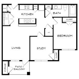 A black and white image of a house floor plan with labeled rooms.
