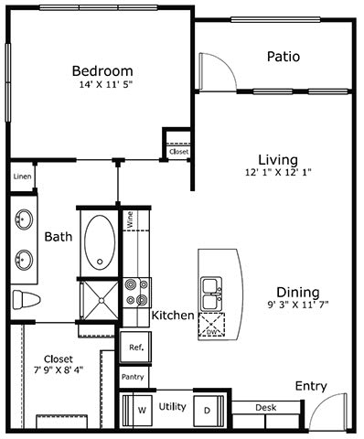 a floor plan of a small house with a kitchen and a living room