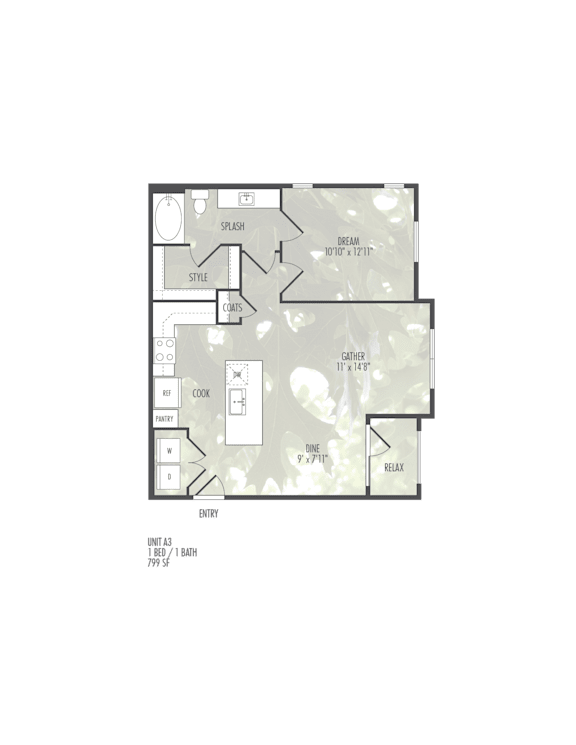 A floor plan of a house with labeled rooms such as "Kitchen" and "Bathroom".