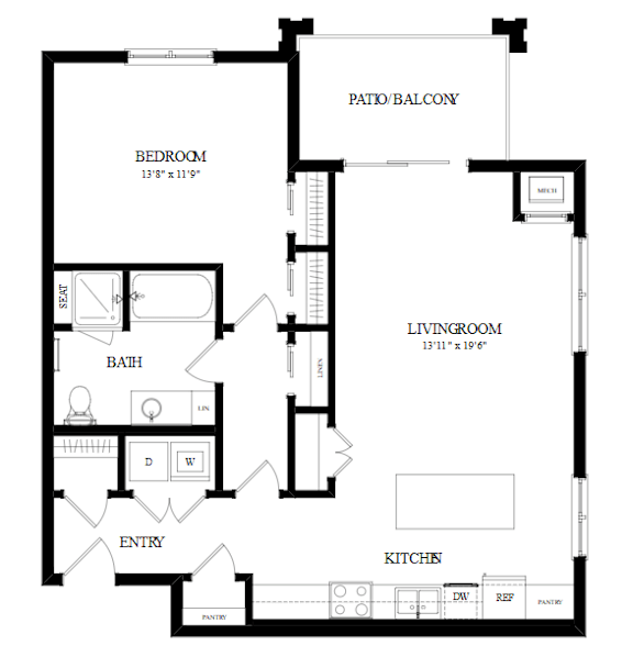 A black and white image of a floor plan for a home.