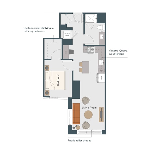 A floor plan of a Viatero Quartz Countertops apartment.