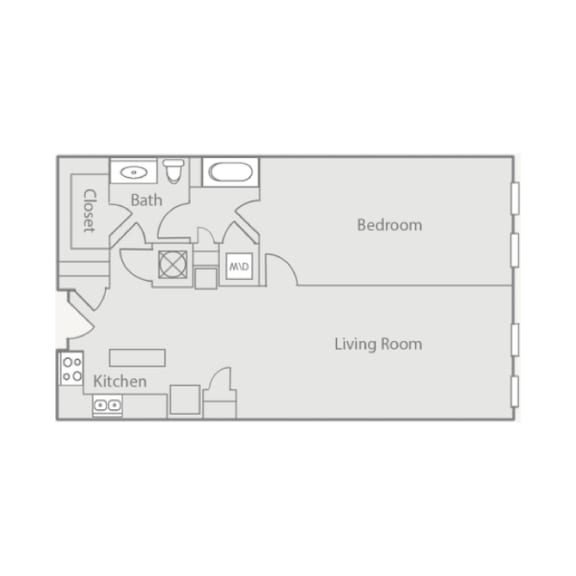a floor plan of a 1 bedroom floor plan