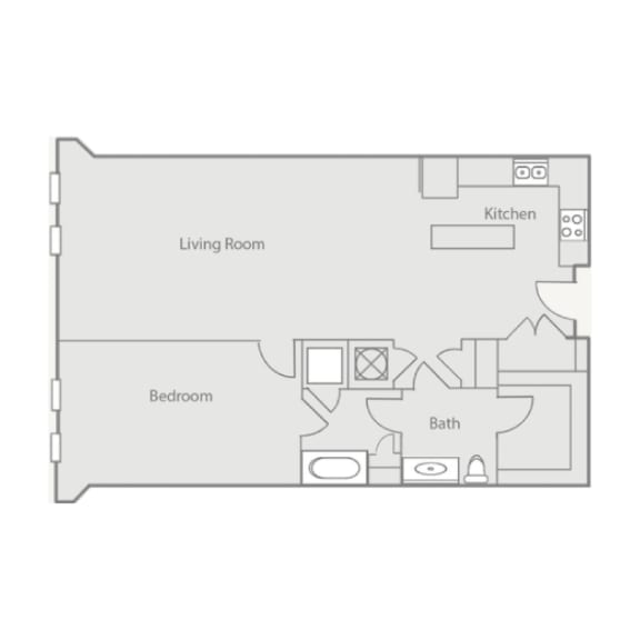 a floor plan of a house with a bedroom and a living room