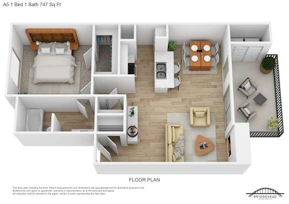 A 5 bedroom apartment with a bathroom is shown in the image.