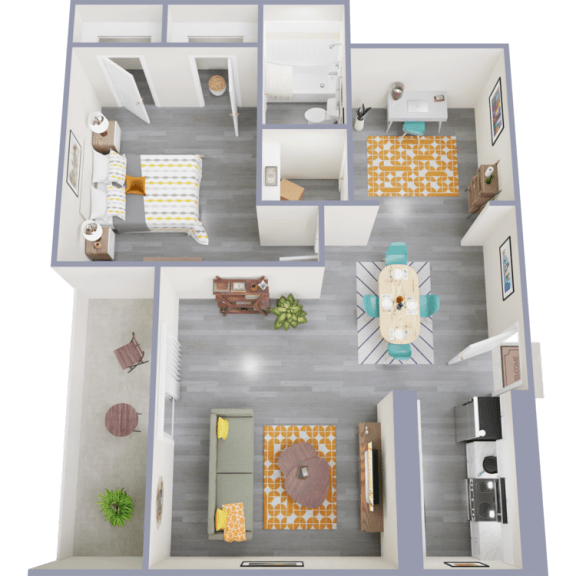 a birdseye view of our 1 bedroom apartment at university gardens in tempe