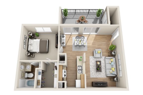 a 1 bedroom192 sq ft studio floor plan
