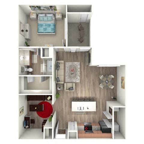A series of images showing different layouts of a small apartment.