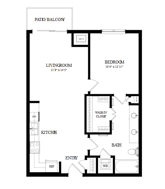 A black and white image of a floor plan for a home.