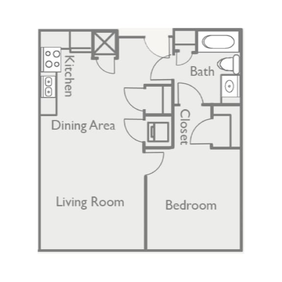a floor plan of a house with a bedroom and a living room