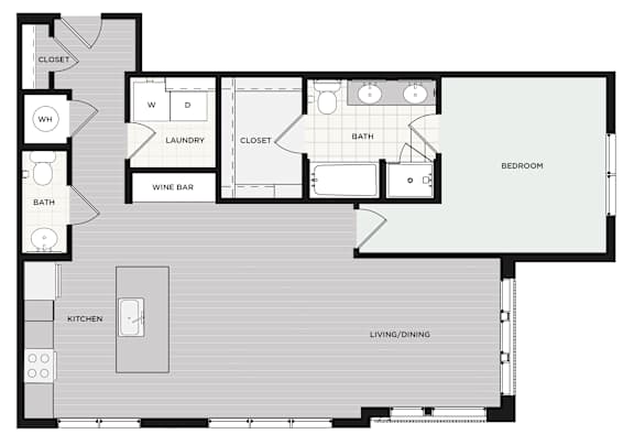 A floor plan of a house with a living room, dining room, kitchen, and bedrooms.