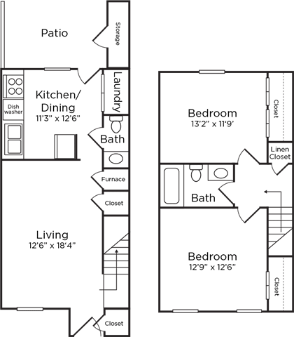 2 bedroom/ 1.50 townhome
