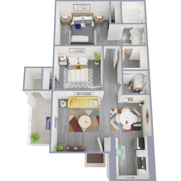 a drawing of our 1 bedroom apartment at princeton court apartments in dallas, tx