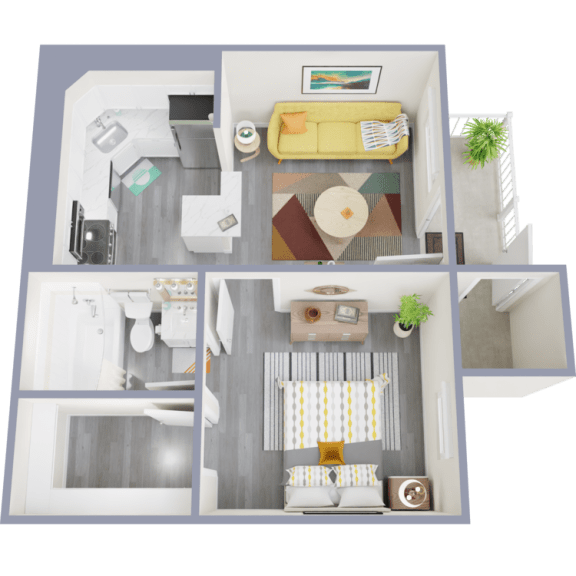 a floor plan of a 1 bedroom apartment