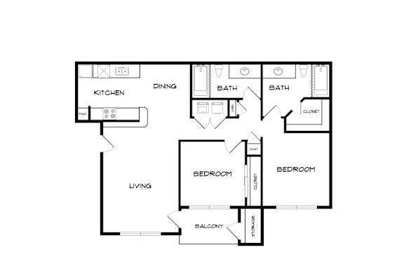 A black and white image of a floor plan for a house.