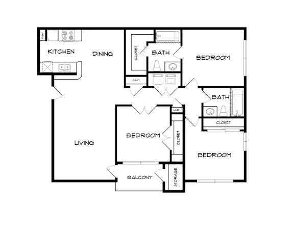 A black and white image of a house floor plan.