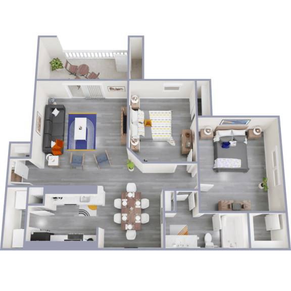 a floor plan of a 3 bedroom apartment