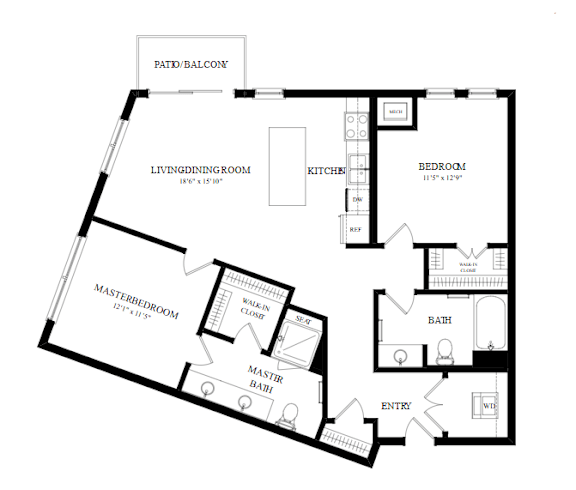 A black and white image of a house floor plan.