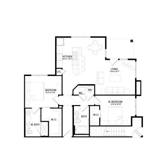 B1U Floor Plan at Hermosa Village, Texas