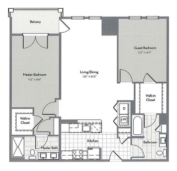 a floor plan of a living room and a bedroom