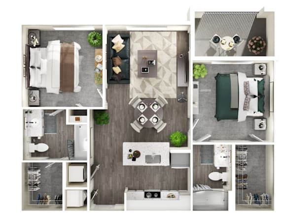 A series of images showing different views of a modern kitchen and living room.