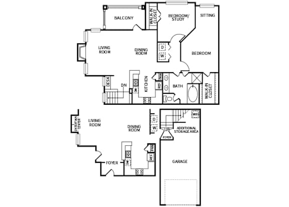 A black and white image of a floor plan for a home.