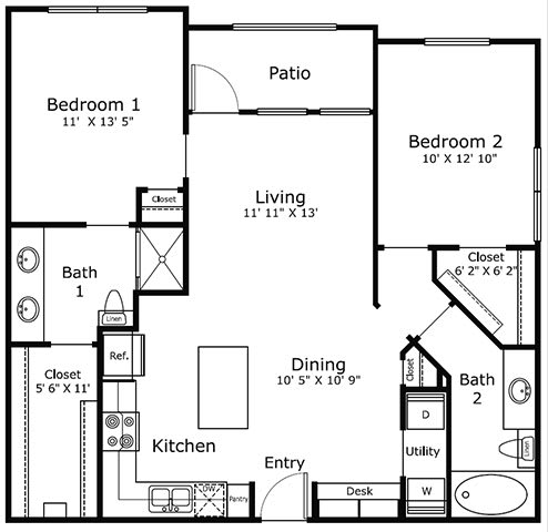 a floor plan of a small house with a kitchen and a living room