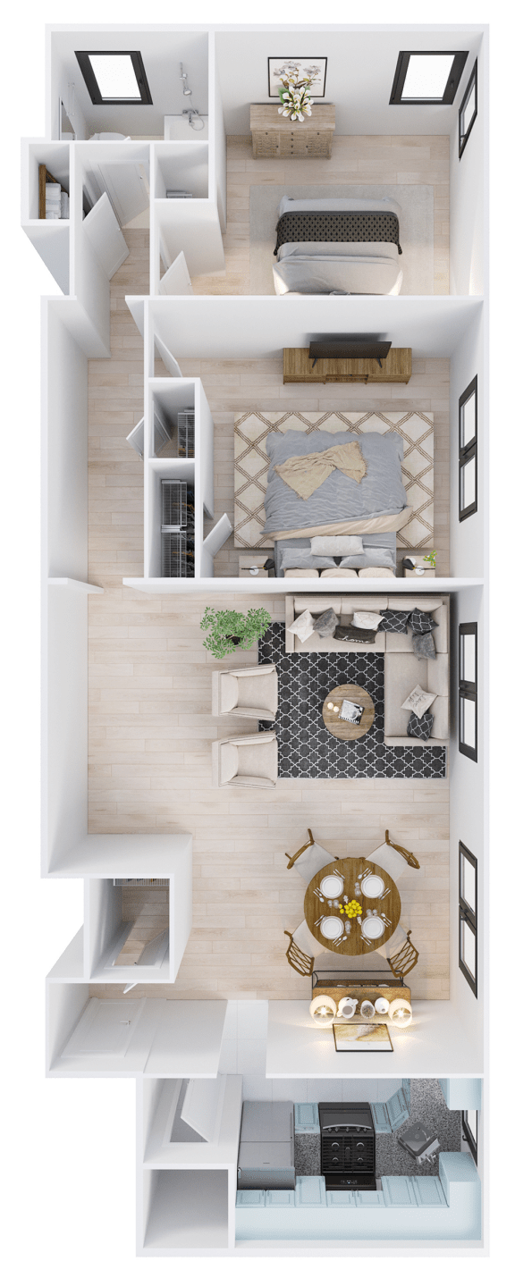 a rendering of our 1 bedroom apartment at princeton court