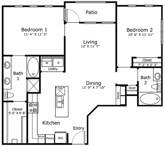 a floor plan of a small house with a kitchen and a living room