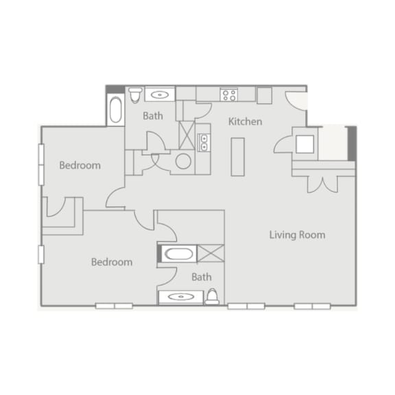 a floor plan of a 1 bedroom apartment with a closet and a living room