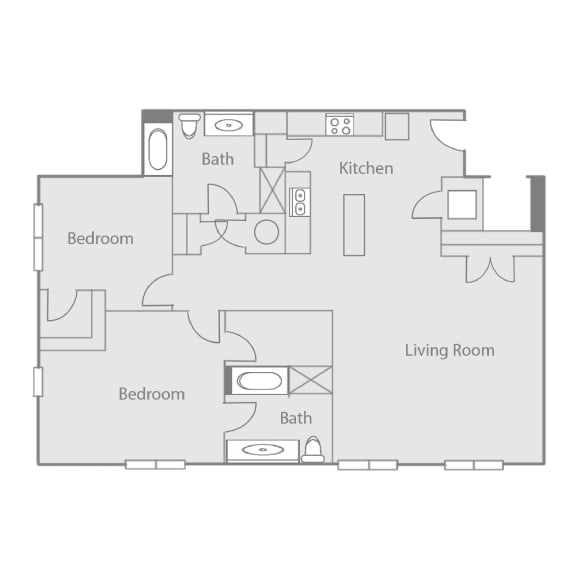 a floor plan of a house with a bedroom and a living room