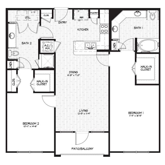 A black and white image of a house floor plan.