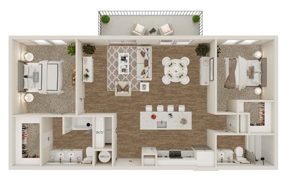 A top-down view of a house layout with labeled rooms.