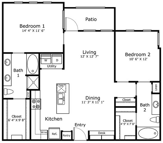 a floor plan of a small house with a kitchen and a living room