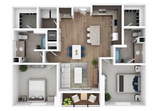 A top-down view of a house layout with labeled rooms.