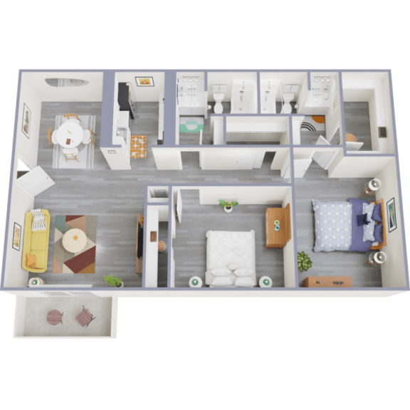a floor plan of a 3 bedroom apartment