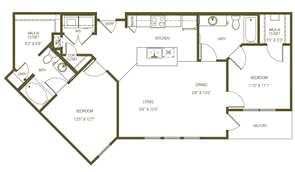 A black and white floor plan of a house with labeled rooms.