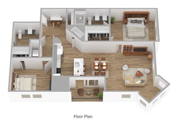 A floor plan of a house with labeled rooms.