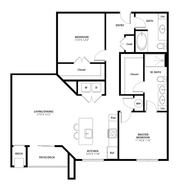 A black and white image of a floor plan for a house.