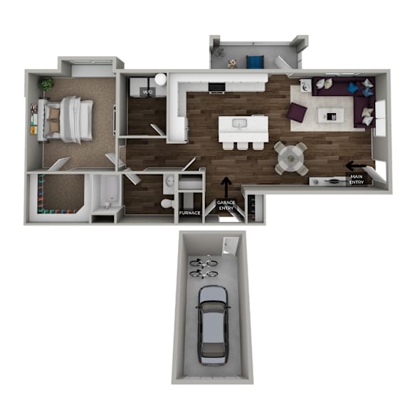 A floor plan of a house with a garage.