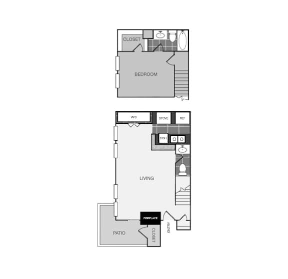 a floor plan of a 1 bedroom floor plan