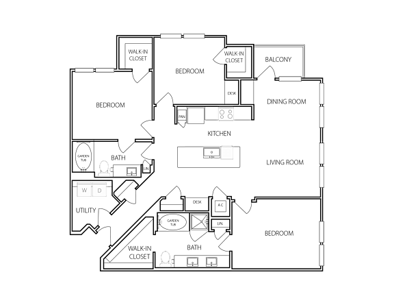 A floor plan of a house with labeled rooms such as Bedroom, Bath, Kitchen, and Living Room.