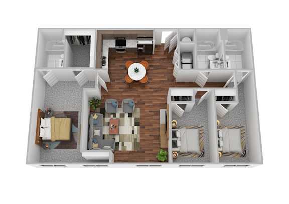 3 bed 3 bath floorplan C1