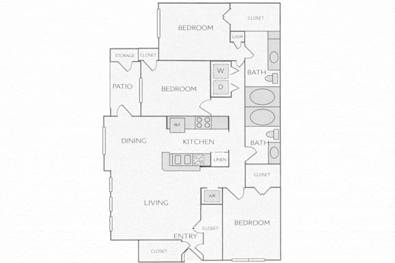 A black and white image of a floor plan for a house.