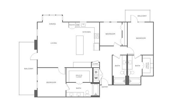 A black and white image of a house floor plan.