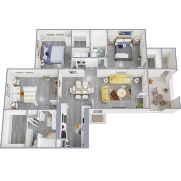 3 bedroom, 2 bathroom apartment home