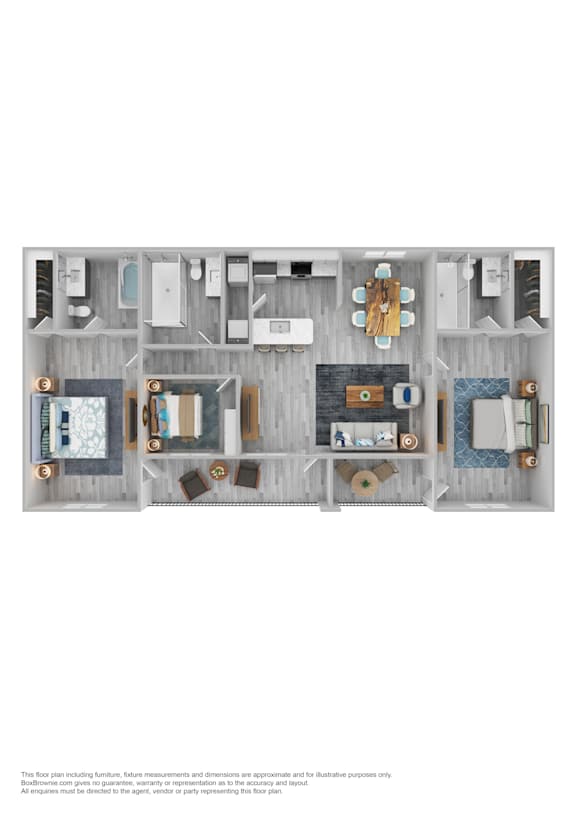 A floor plan of a house with a kitchen, living room, and two bedrooms.